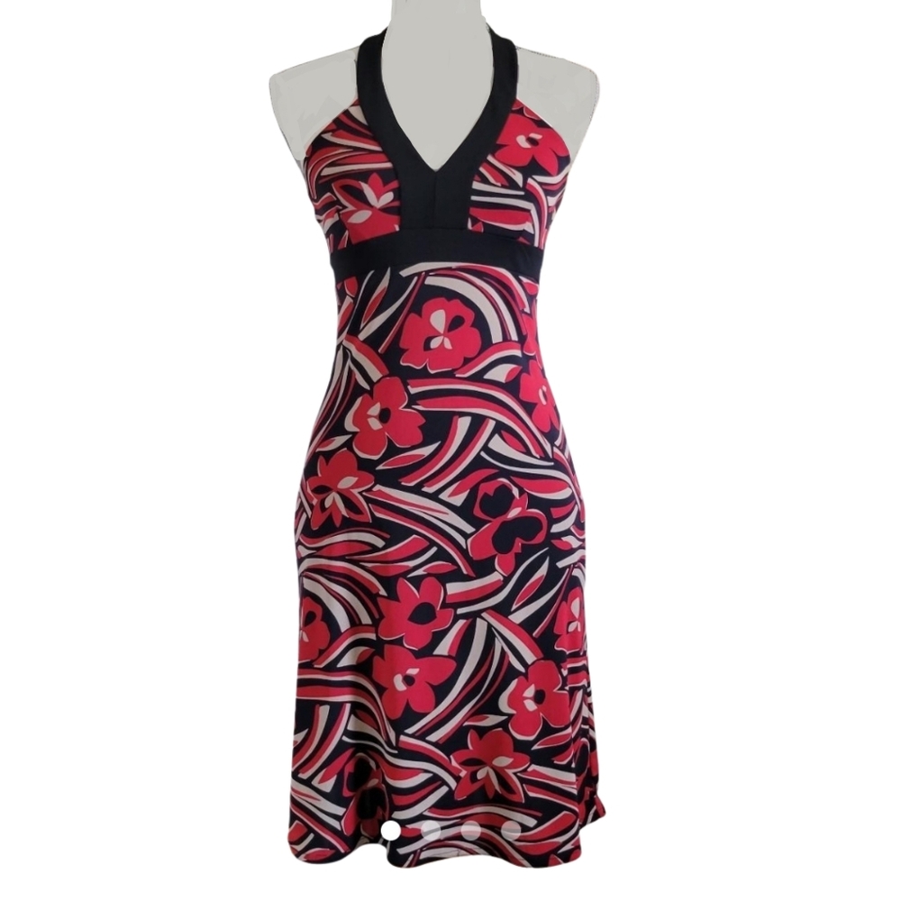 90s NWT City Triangles Vintage Floral Halter Dress, Sz S